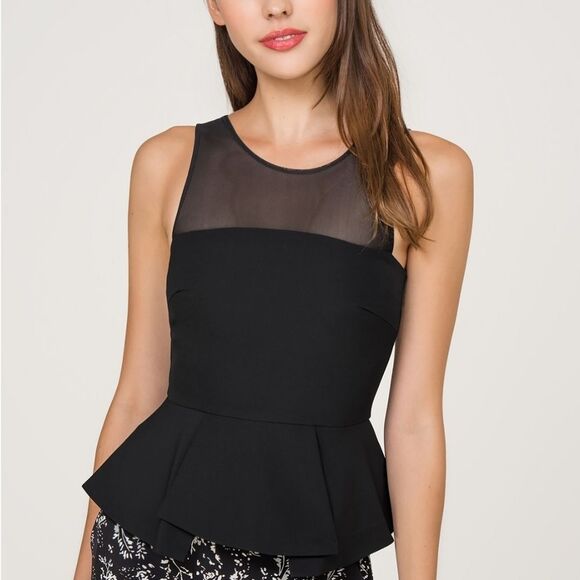 SANDRO Paris black MeshPeplum top  size Small - Picture 14 of 15